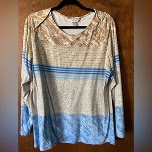 1xl Cj Banks Long Sleeve Dress Shirt With Sequins Along Top